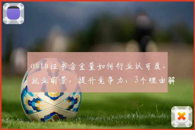 osta证书含金量如何行业认可度，就业前景，提升竞争力，3个理由解析逗